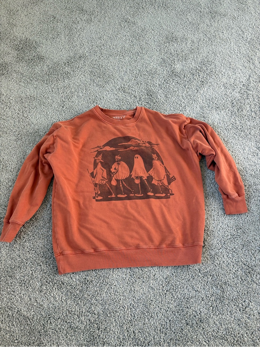 American Eagle Halloween Skeleton Graphic Crewneck Sweatshirt M Oversized